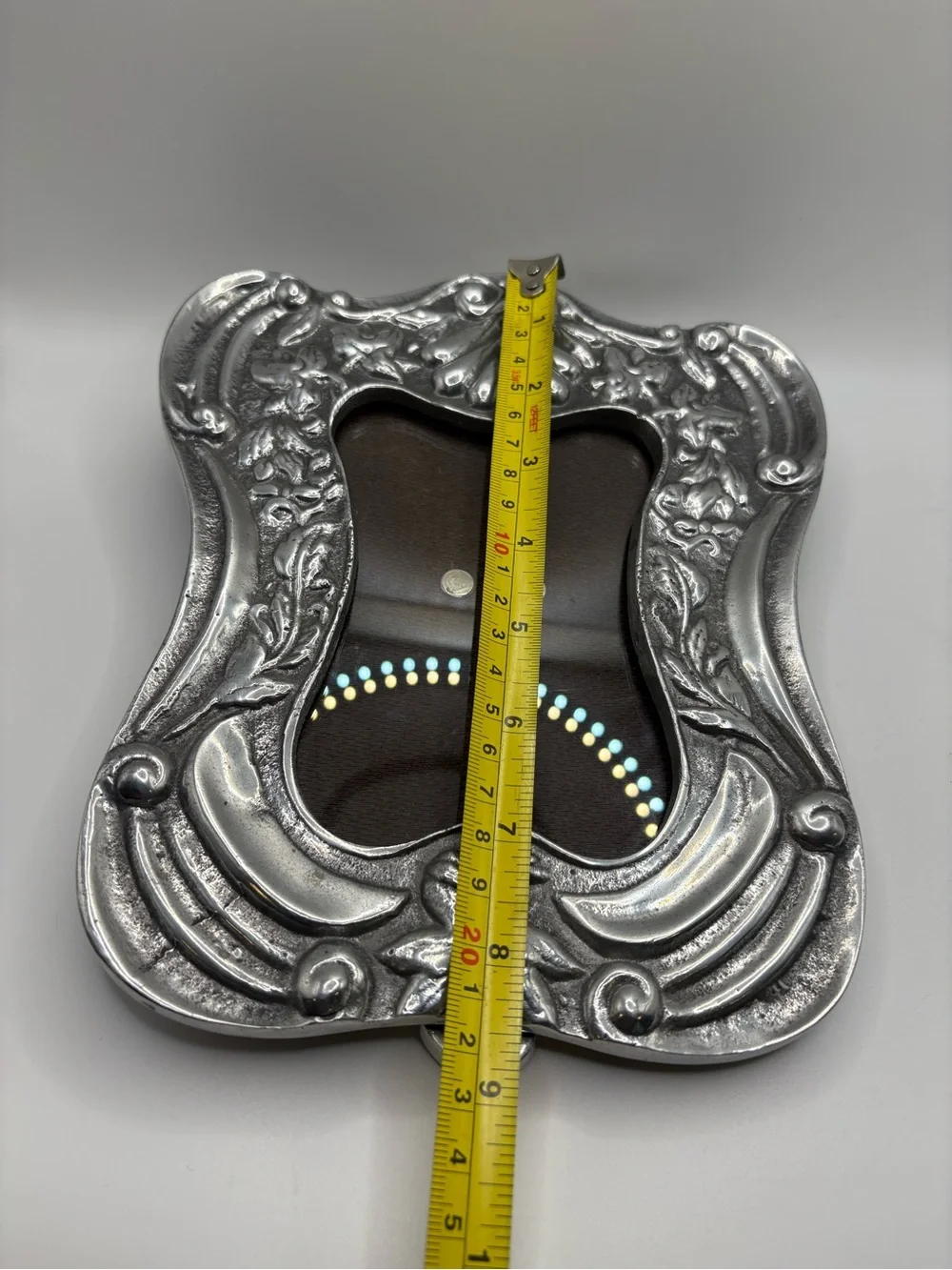 Vintage Mexican Pewter Picture Frame 5x7 Spanish Colonial Ornate Tabletop Decor